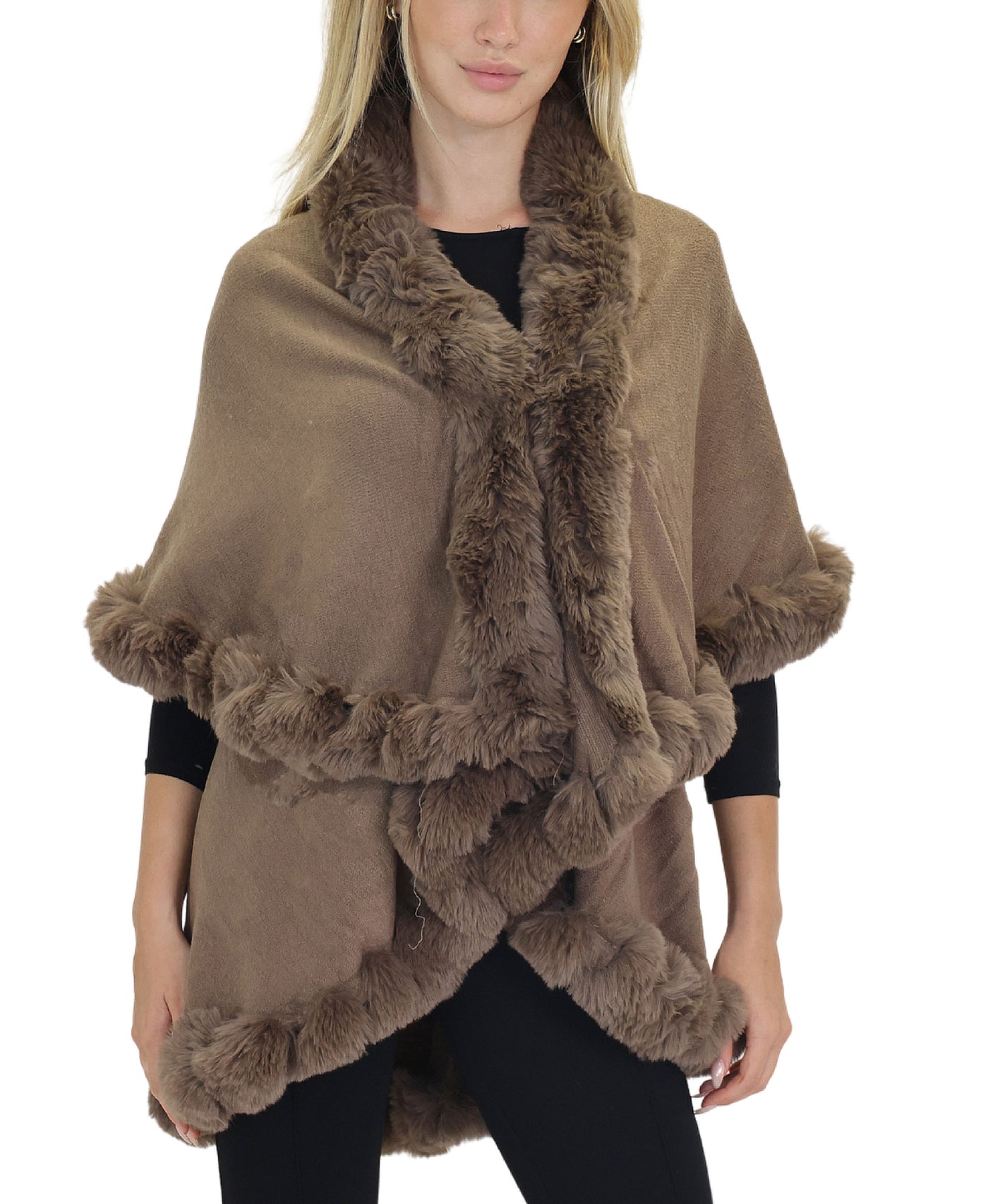 Cape w/ Faux Fur Trim view 1