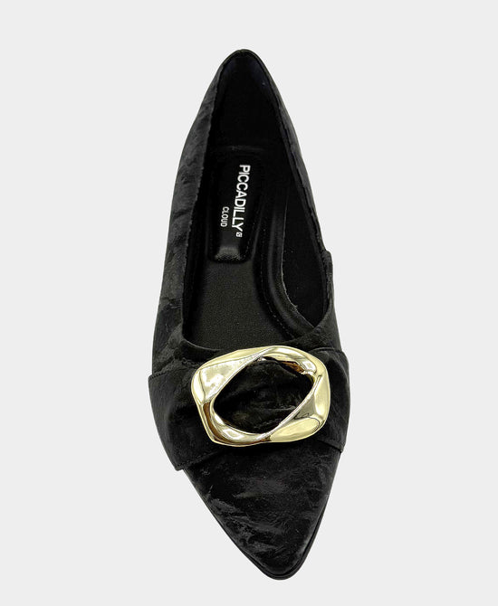 
Velvet Buckle Ballet Flat in BLACK view 2