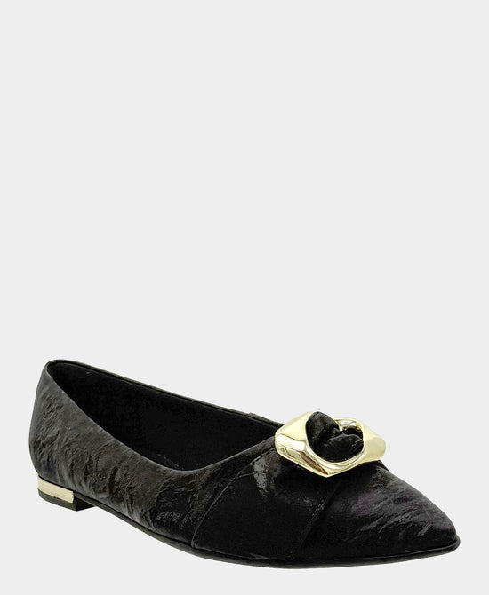 
Velvet Buckle Ballet Flat in BLACK view 1