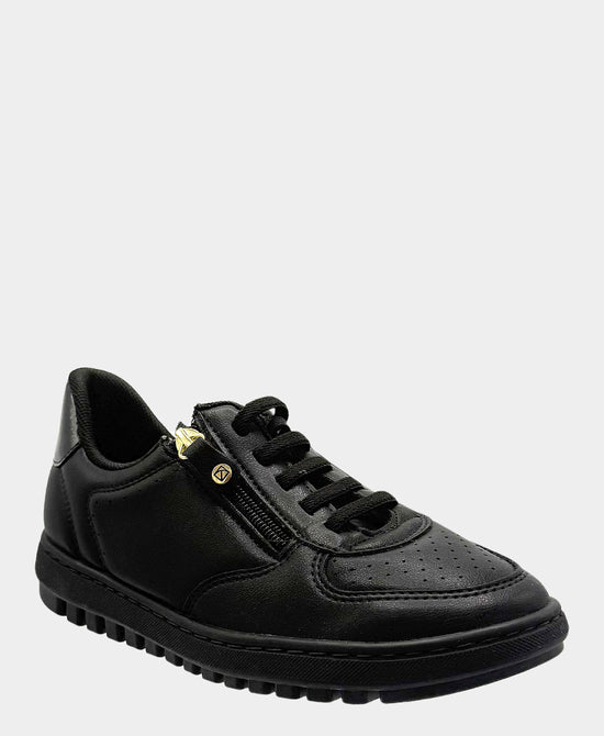 
Vegan Leather Zip Sneaker in BLACK view 1