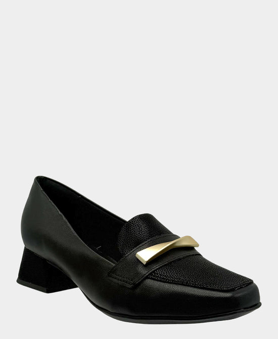 
Heeled Loafer w/ Gold Hardware in BLACK view 1