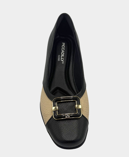
Textured Wedge w/ Buckle Detail in BLACK/CREAM view 2