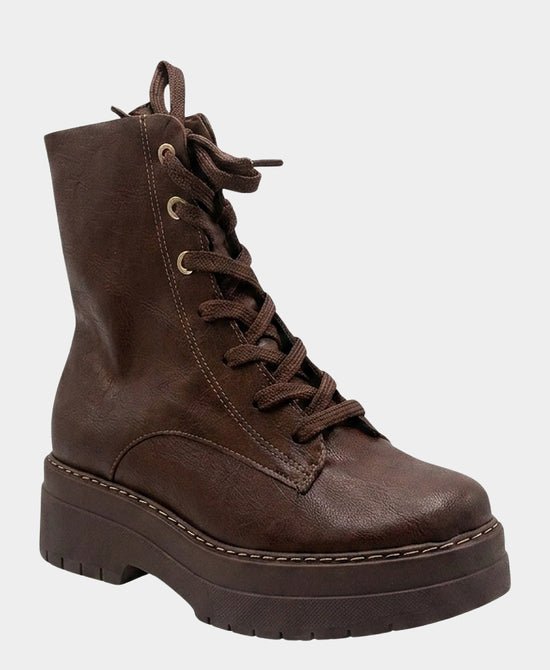 
Platform Combat Boot in BROWN view 1