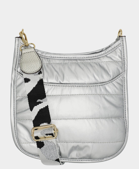 
Large Quilted Nylon Messenger Bag in SILVER view 1