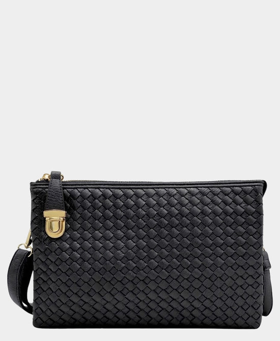 Faux Leather Woven Crossbody Bag view 1