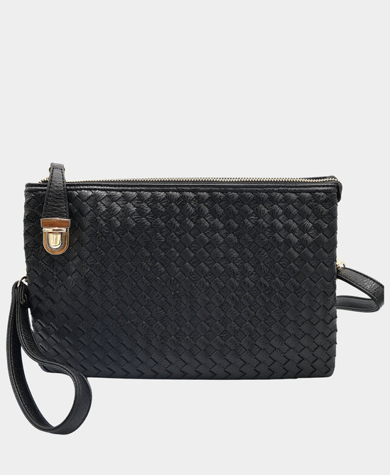 Faux Leather Woven Crossbody Bag view 