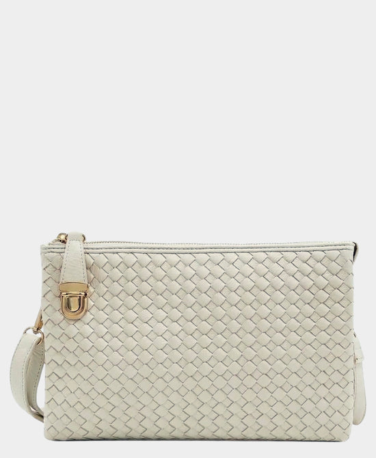 Faux Leather Woven Crossbody Bag view 1