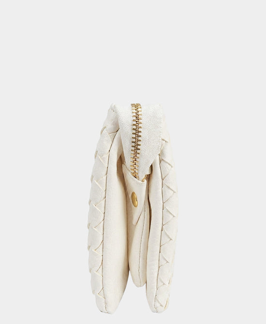 
Faux Leather Woven Wristlet/Crossbody Bag in IVORY view 2