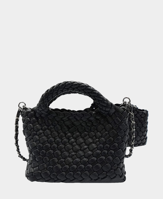 2in1 Faux Leather Woven Mini Crossbody Bag view 