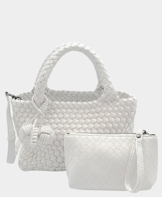 
2in1 Woven Medium Crossbody Bag in WHITE view 2