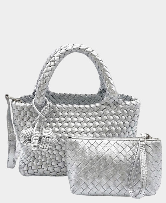 
2in1 Woven Medium Crossbody Bag in SILVER view 2