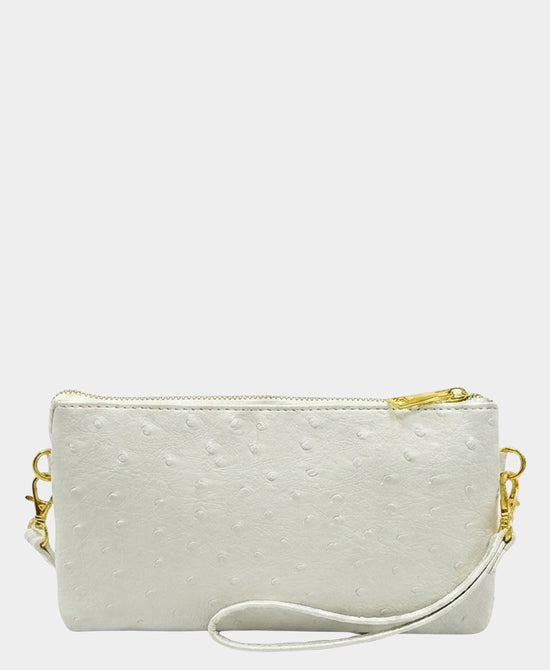 
Faux Leather Wristlet/Crossbody Bag in WHITE view 1