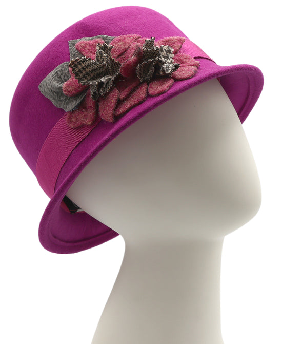 Wool Cloche Hat w/ Flower view 1