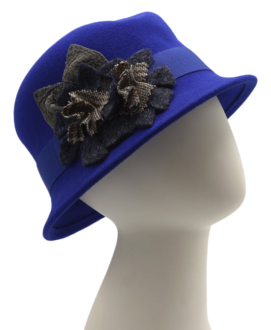 Wool Cloche Hat w/ Flower view 1