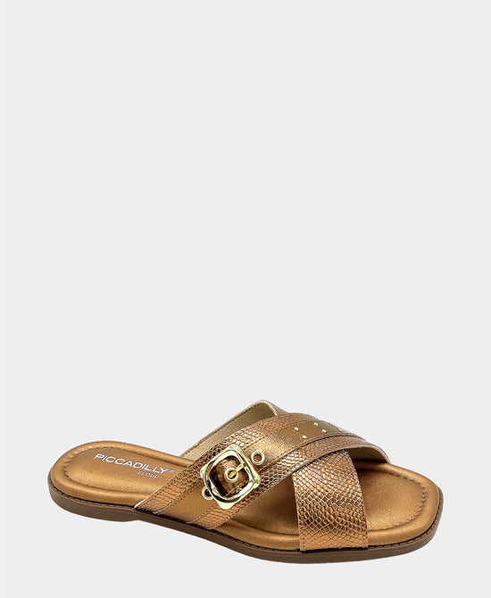 Metallic Leather Buckle Sandal view 1
