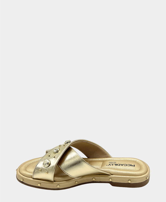 Metallic Leather Studded Sandal view 2