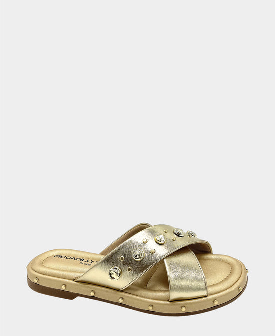 Metallic Leather Studded Sandal view 1