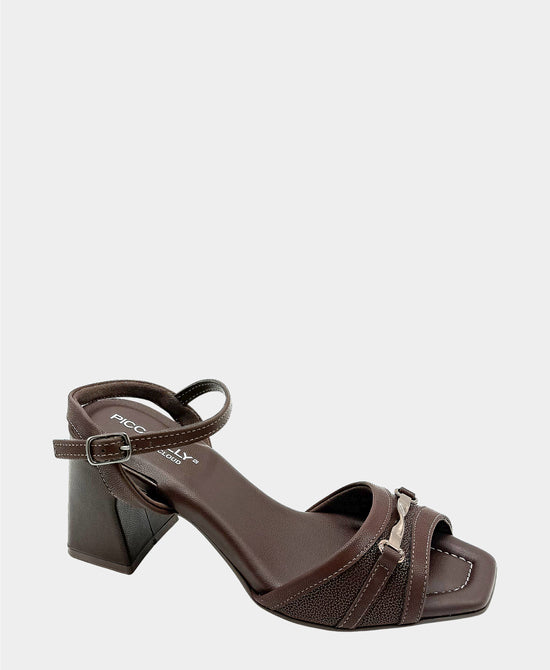 Leather Buckle Heeled Sandal view 1
