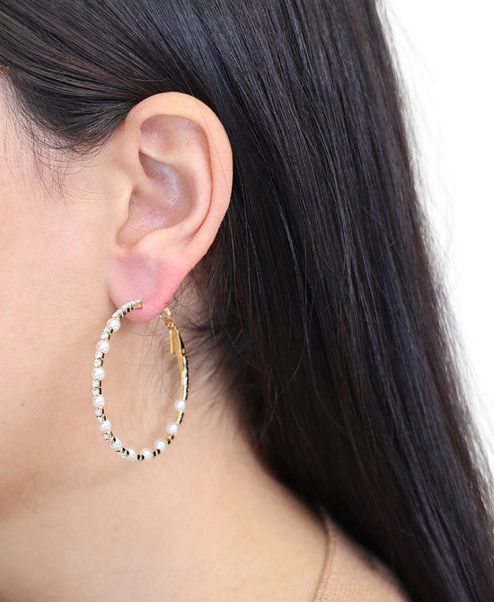 Hoop Earrings w/ Faux Pearls view 