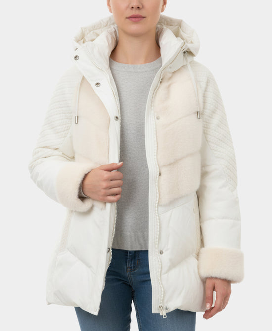 Puffer w/ Knit & Mink Fur Trim view 