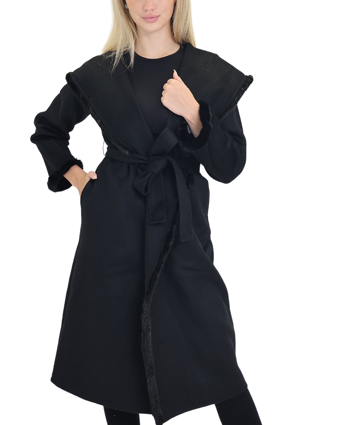 Wool Coat w/ Mink Fur Trim view 1