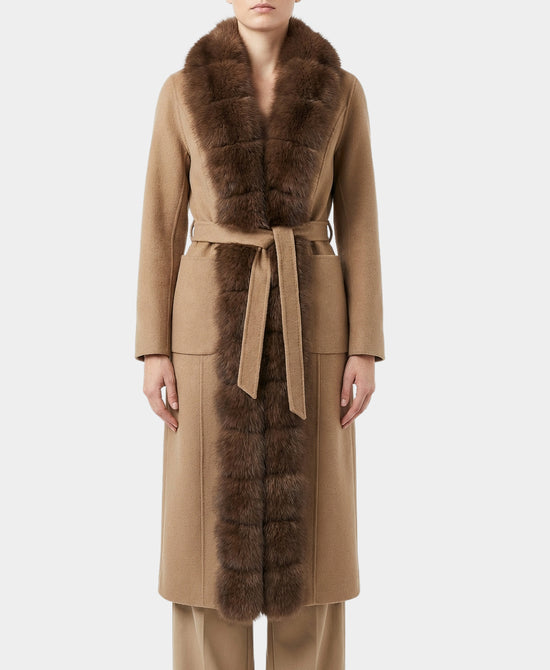 Wool Coat w/ Fox Fur Trim view 