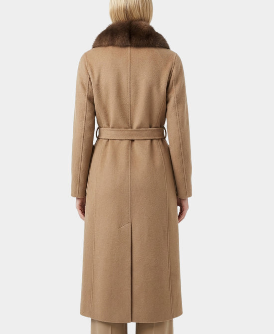 Wool Coat w/ Fox Fur Trim view 