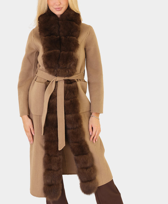 Wool Coat w/ Fox Fur Trim view 