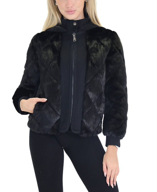 Mink Fur & Down Jacket w/ Hood view 