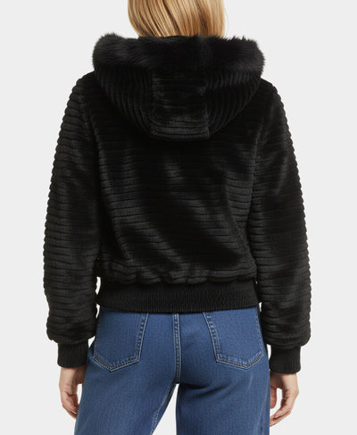 Fur Bomber Jacket w/ Fox Fur Trim Hood image 2