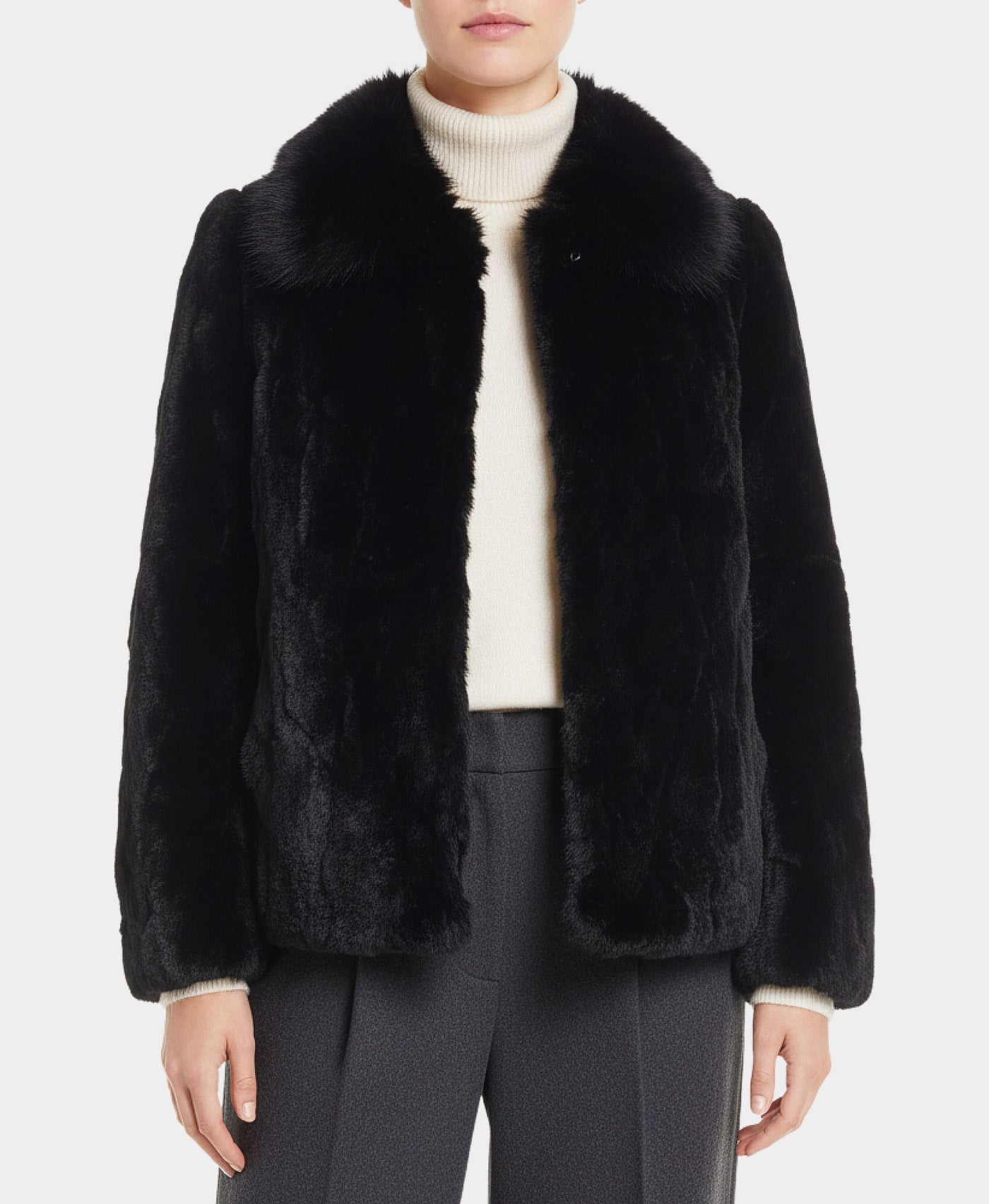 Fur Jacket w/ Fox Trim Collar view 1