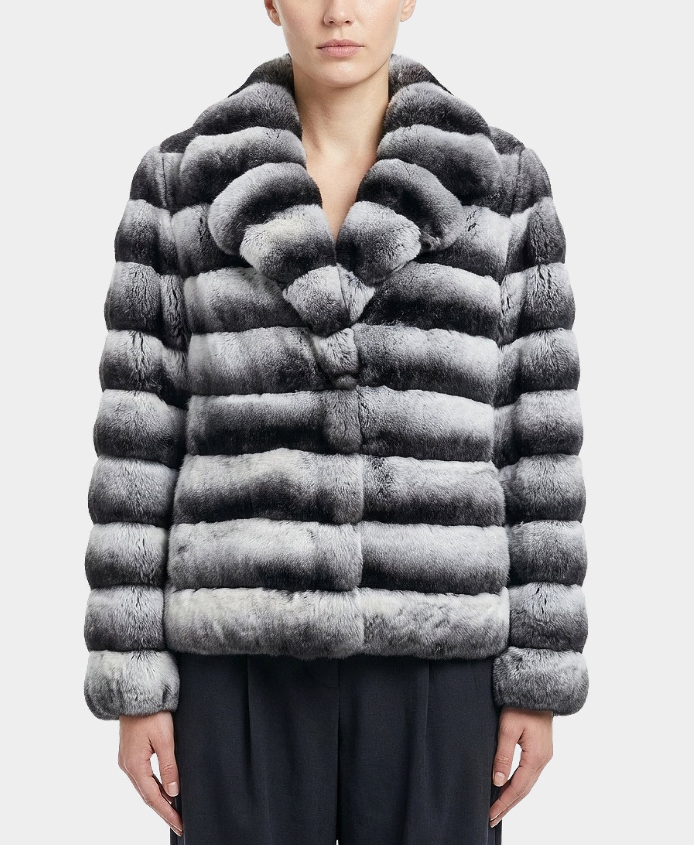 Tonal Striped Fur Jacket view 1