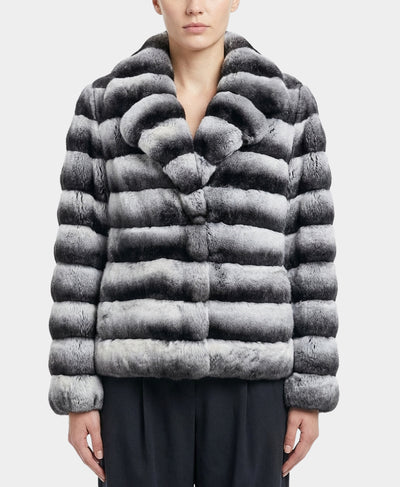 Tonal Striped Fur Jacket image 1