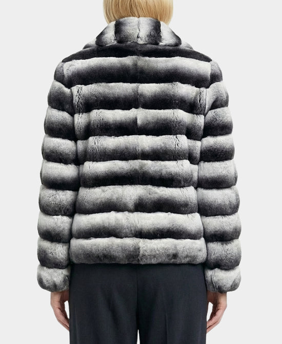 Tonal Striped Fur Jacket view 
