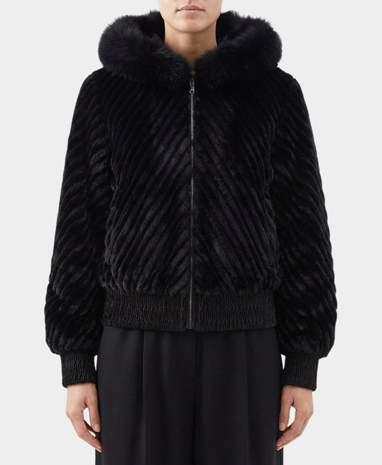 Fur Jacket w/ Fox Fur Trim Hood view 