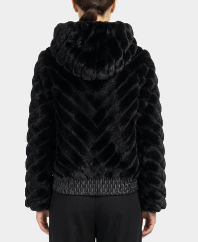 Mink Fur Bomber Jacket w/ Hood image 2