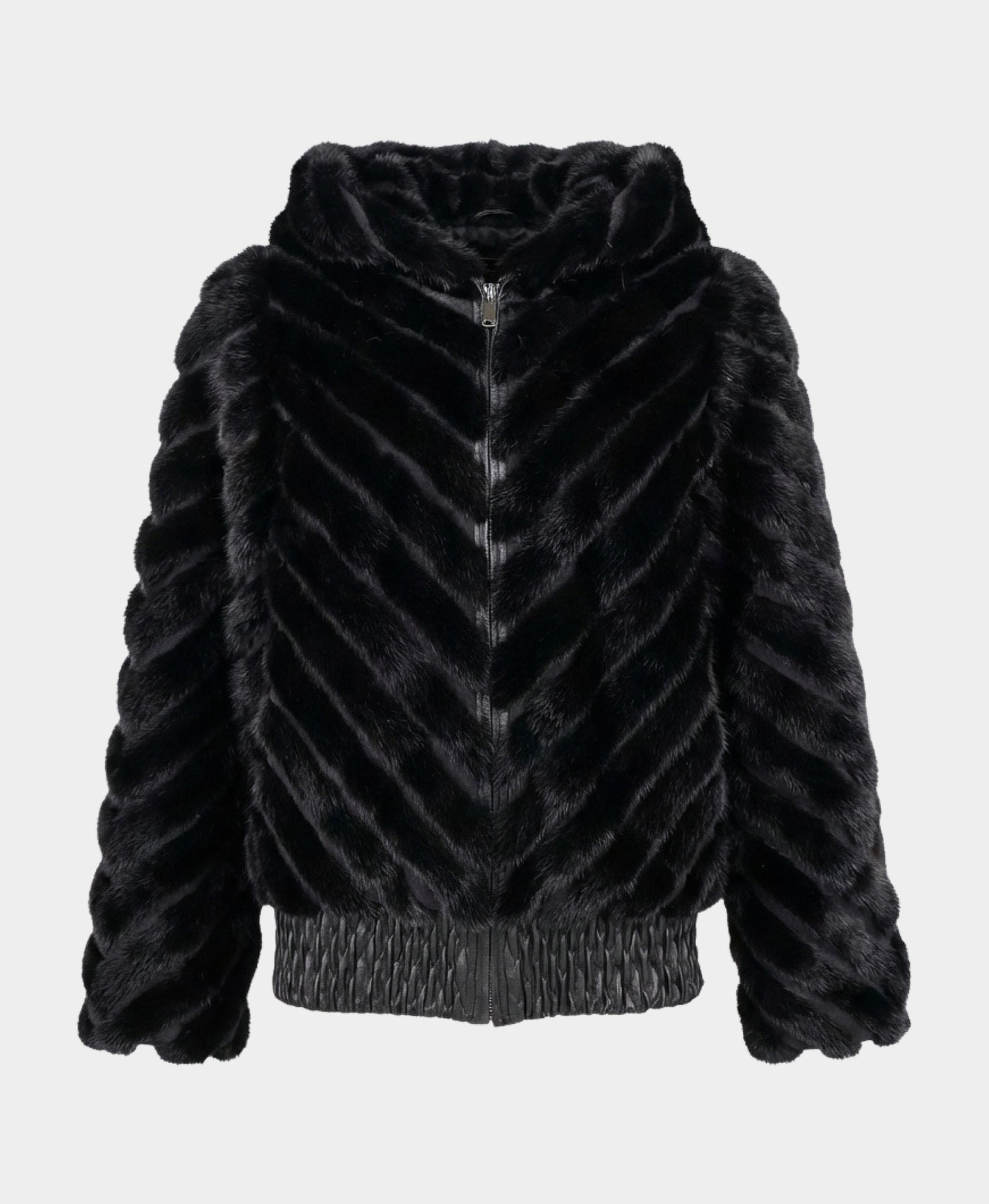Mink Fur Bomber Jacket w/ Hood view 3