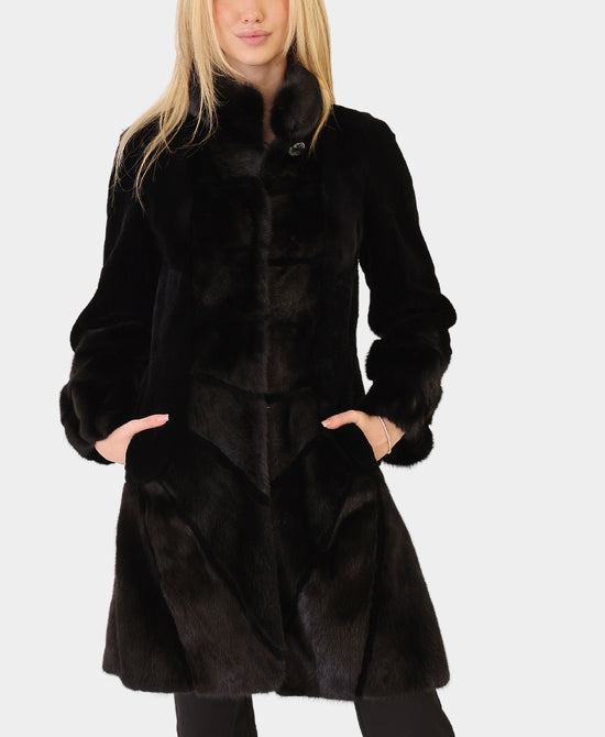 Fur Coat w/ Mink Fur Trim view 