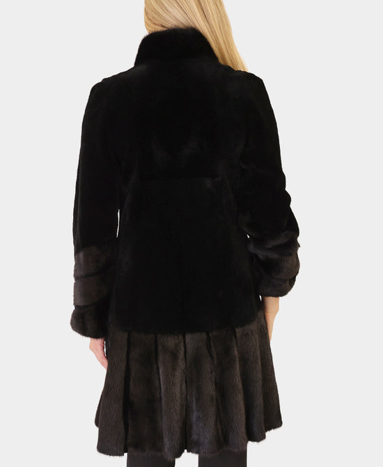 Fur Coat w/ Mink Fur Trim view 