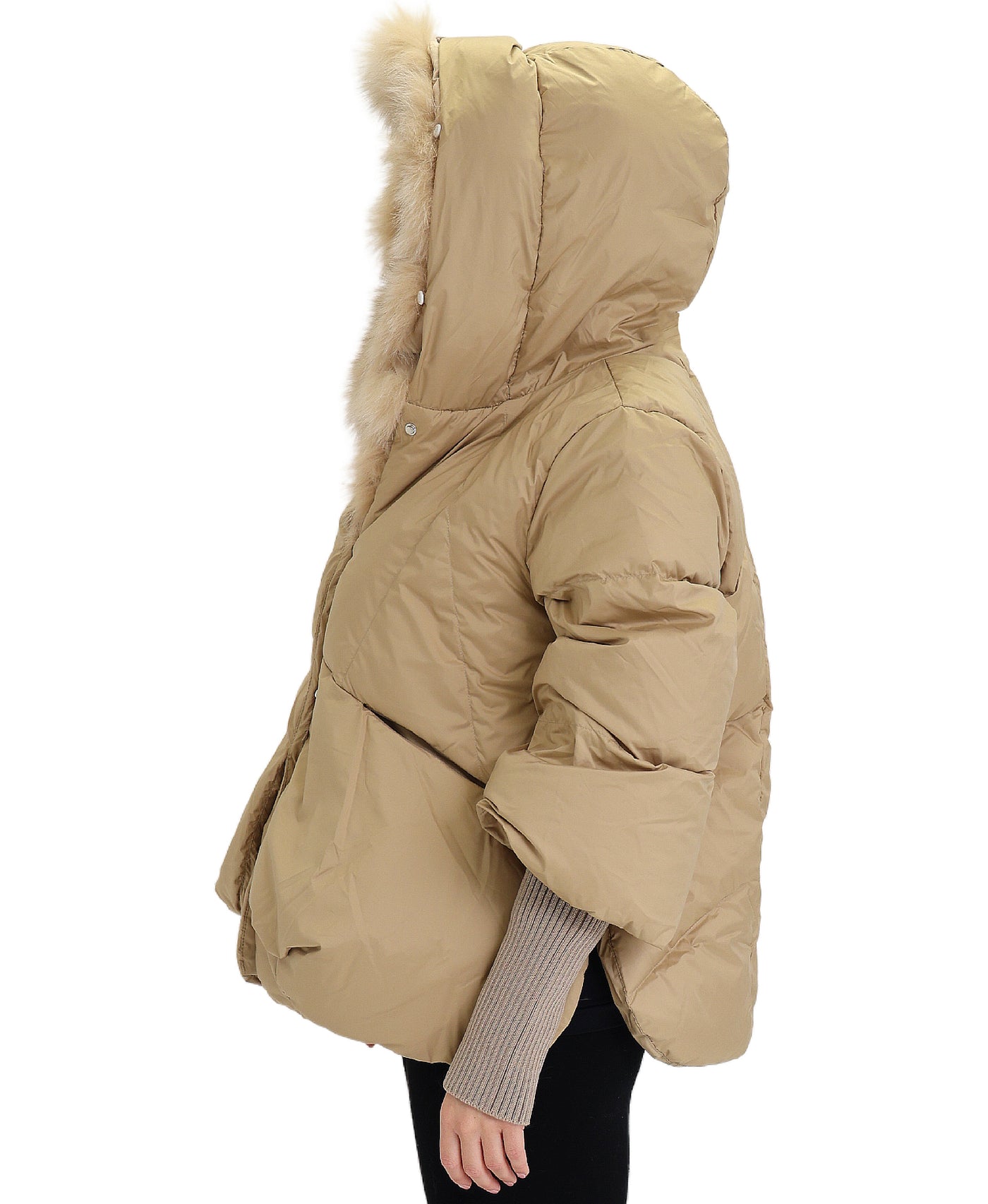 Down Puffer Jacket w/ Fox Fur Trim view 2