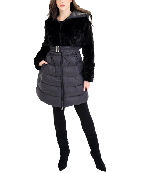 Puffer Down Mink Jacket w/ Hood view 