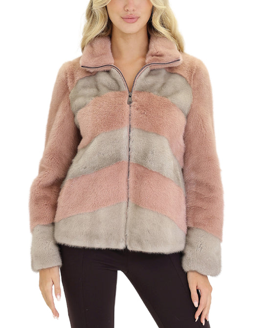 Two Tone Mink Jacket view 1