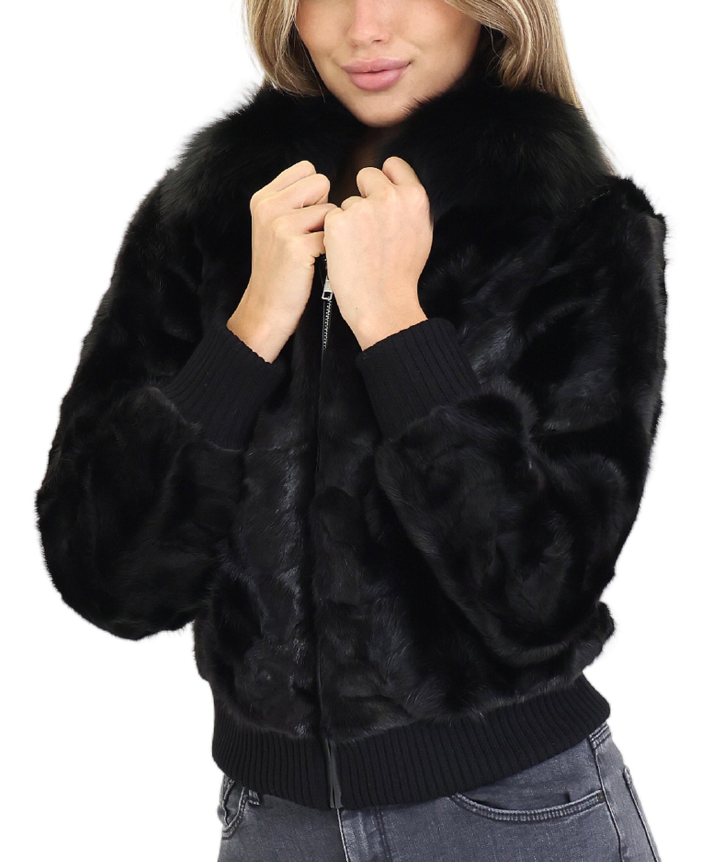 Mink Jacket w/ Fox Fur Trim view 1