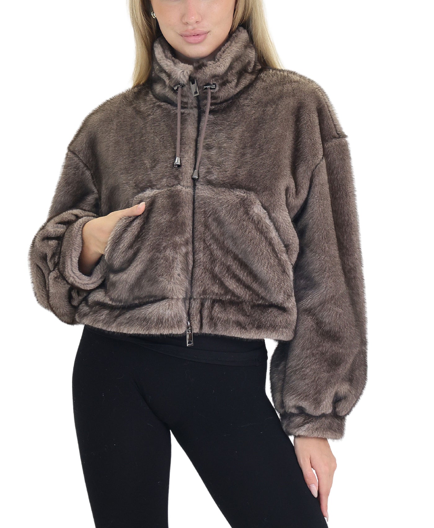 Faux Fur Bomber Jacket view 1