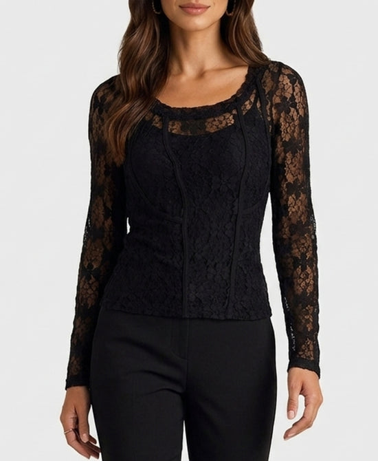 
Sheer Lace Top in BLACK view 1