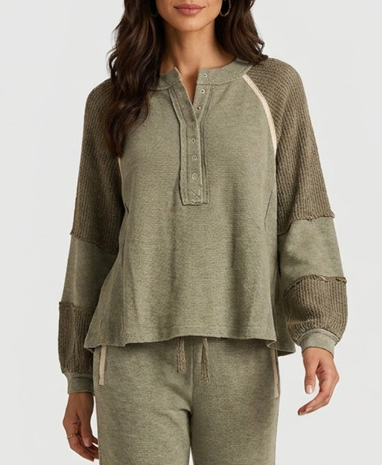 
Thermal Knit Top in SAGE view 1