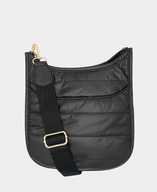
Small Quilted Nylon Crossbody Messenger Bag in BLACK view 1