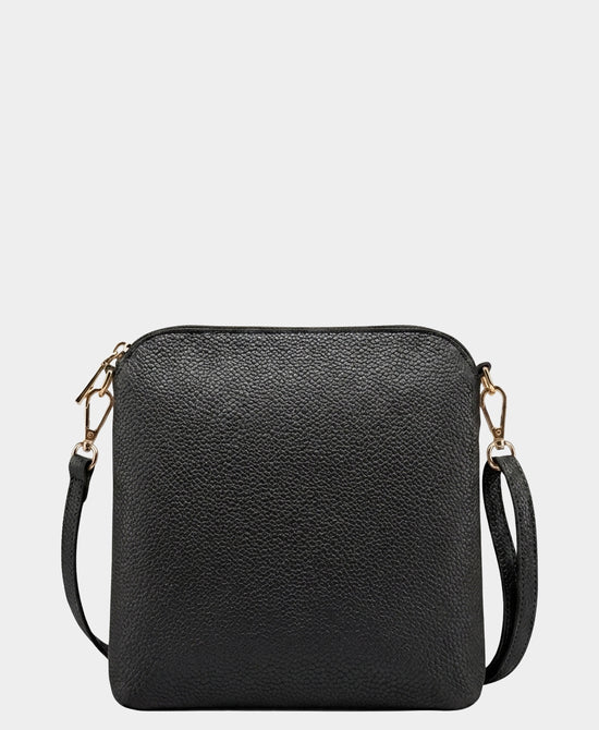 
Faux Leather Crossbody Bag w/ Tassel in BLACK view 2