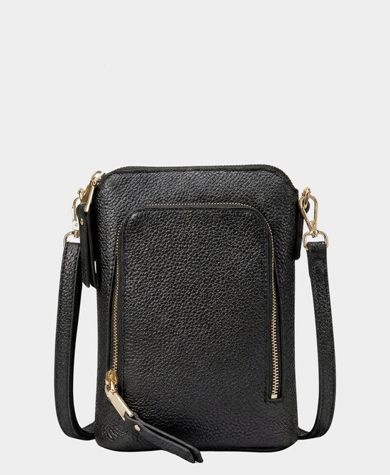 
Faux Leather Crossbody Bag in BLACK view 1