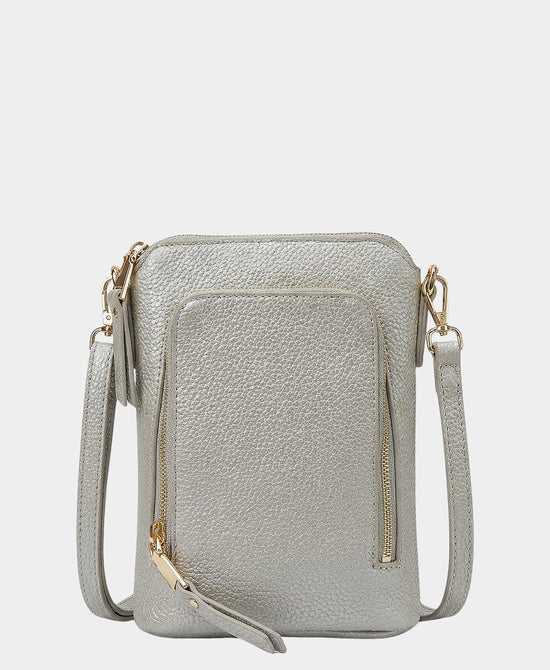 
Faux Leather Crossbody Bag in SILVER view 1